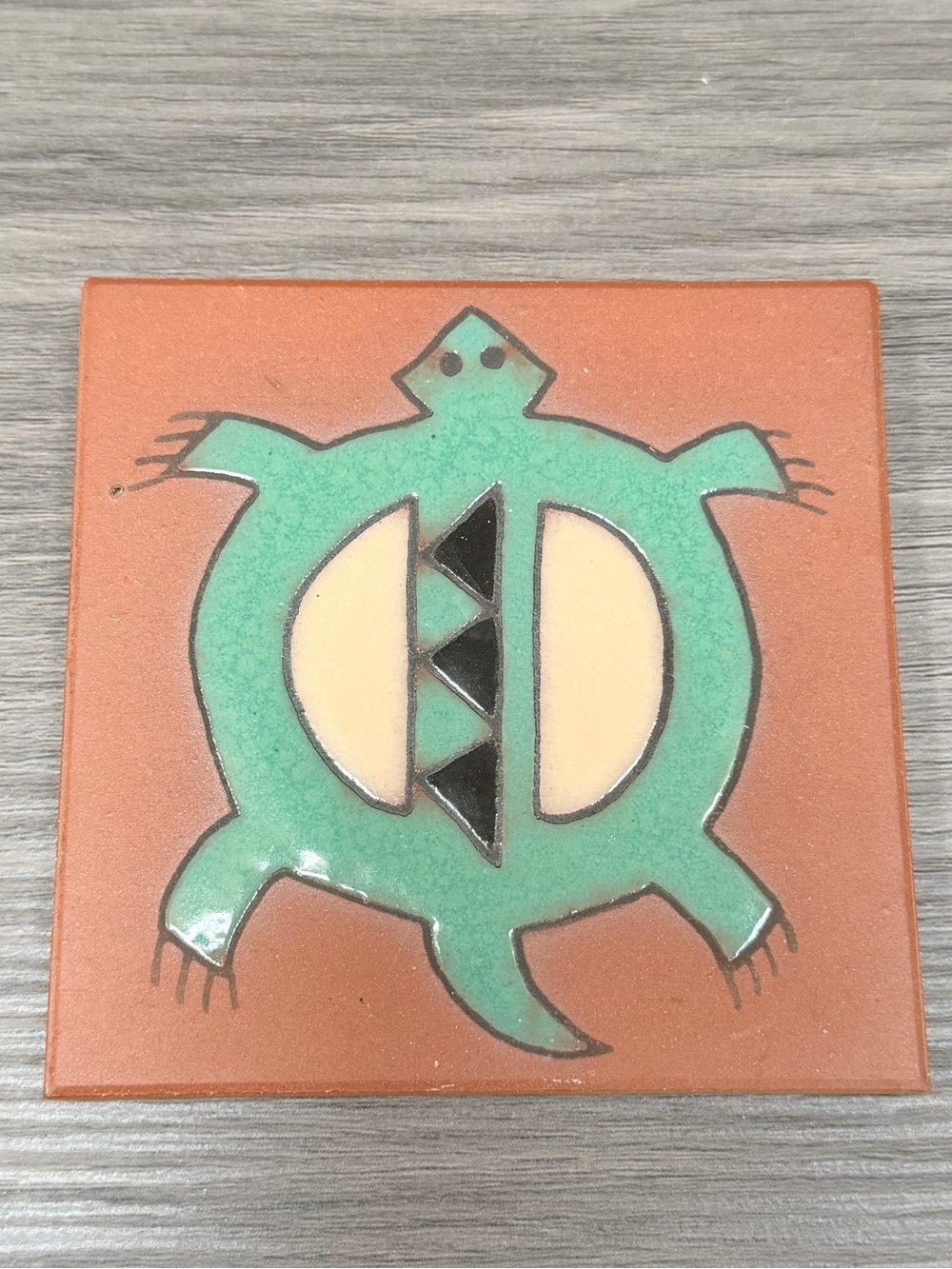 Terracotta Coaster Green turtle southwestern Navajo made in italy